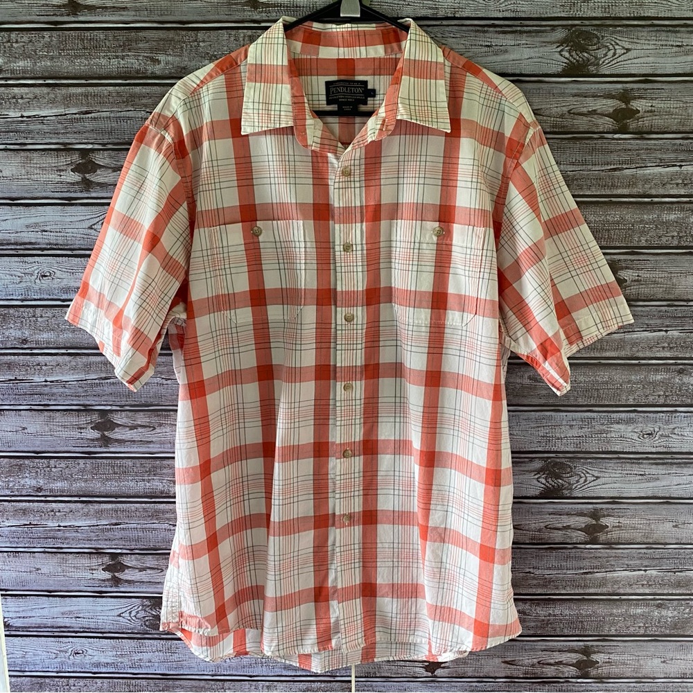 Pendleton Plaid Short-Sleeved Button-Down Shirt Size L